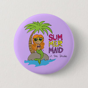 Niedlich Mermaid Kids Cartoon Button