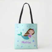 Niedlich Mermaid Lila Glitzer Aqua Tasche (Vorderseite)