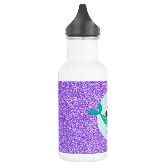 Niedlich Mermaid Lila Glitzer Personalisiert Edelstahlflasche (Links)