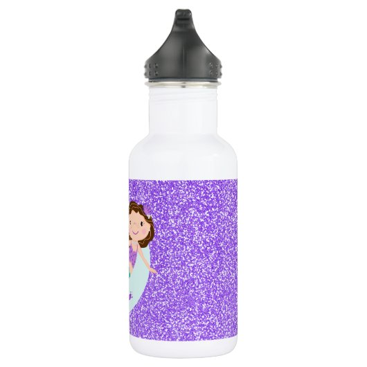Niedlich Mermaid Lila Glitzer Personalisiert Edelstahlflasche (Rechts)