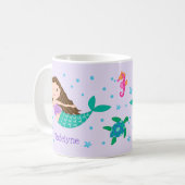 Niedlich Mermaid Lila Personalisiert Kaffeetasse (Vorderseite Links)