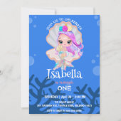 Niedlich Mermaid Perlwal Rainbow Wal Geburtstagspa Save The Date (Vorderseite)