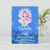 Niedlich Mermaid Perlwal Rainbow Wal Geburtstagspa Save The Date (Stehend Vorderseite)