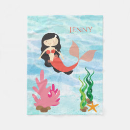 Niedlich Mermaid Personalisiert Fleece Baby Blanke