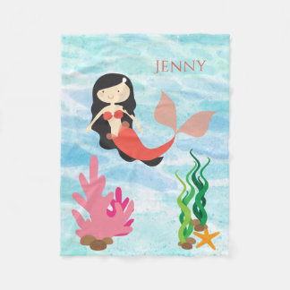 Niedlich Mermaid Personalisiert Fleece Baby Blanke