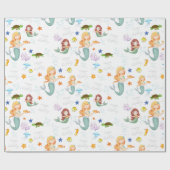 Niedlich Mermaid Personalisiert Geburtstag Geschenkpapier (Flach)