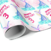 Niedlich Mermaid Personalisiert Geburtstag Geschenkpapier (Rolleneckpunkt)