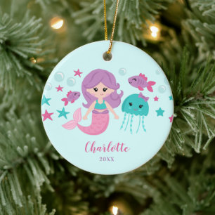 Niedlich Mermaid Personalisiert Girl Keramik Ornament
