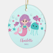 Niedlich Mermaid Personalisiert Girl Keramik Ornament (Links)