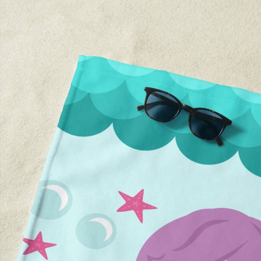 Niedlich Mermaid Personalisiert Girl Strandtuch (Beispiel)