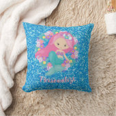 Niedlich Mermaid Pink Blue Glitzer Personalisiert Kissen (Decke)