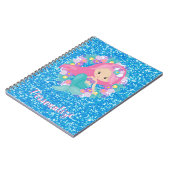 Niedlich Mermaid Pink Blue Glitzer Personalisiert Notizblock (Linke Seite)