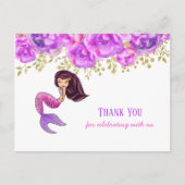 Niedlich Mermaid | Pink Peonys Floral Vielen Dank Postkarte (Vorderseite)