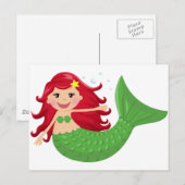 Niedlich Mermaid Postkarte (Vorne/Hinten)