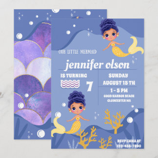 Niedlich Mermaid Princess Underwater Golden Mermai Einladung