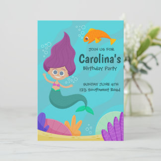 Niedlich Mermaid Printable Birthday Einladung