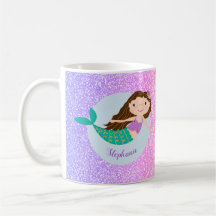 Niedlich Mermaid Rainbow Glitzer Personalisiert