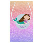 Niedlich Mermaid Rainbow Glitzer Personalisiert Kleine Geschenktüte (Rückseite)