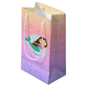 Niedlich Mermaid Rainbow Glitzer Personalisiert Kleine Geschenktüte (Vorderseite Schrägansicht)