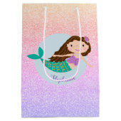 Niedlich Mermaid Rainbow Glitzer Personalisiert Mittlere Geschenktüte (Rückseite)