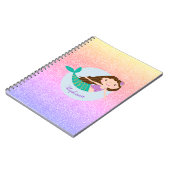 Niedlich Mermaid Rainbow Glitzer Personalisiert Notizblock (Linke Seite)