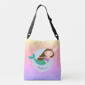 Niedlich Mermaid Rainbow Glitzer Personalisiert Tragetaschen Mit Langen Trägern (Rückseite)