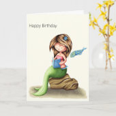 Niedlich Mermaid Reading Personalisiert Happy Birt Karte (Gelbe Blume)