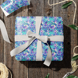 Niedlich Mermaid Scales Pattern Girls Birthday v2 Geschenkpapier