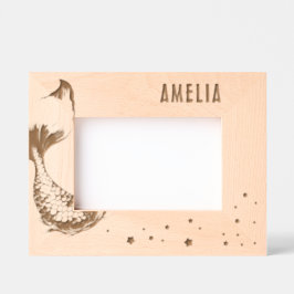 Niedlich Mermaid Schwanz Stars Girl Foto Geätzte Rahmen