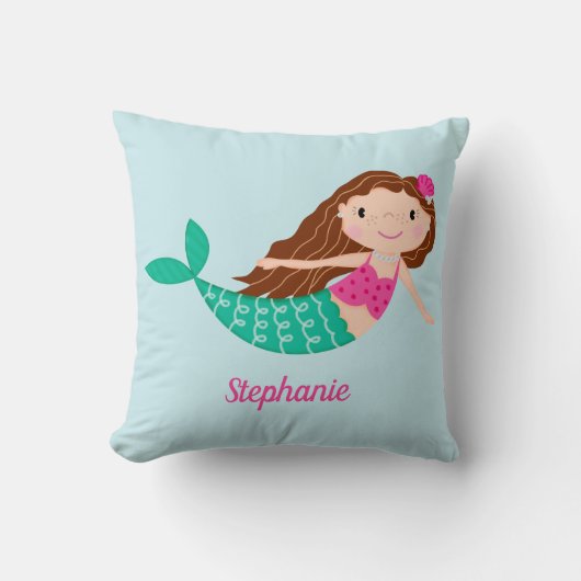 Niedlich Mermaid Whimsical Personalisiert Kissen (Vorderseite)