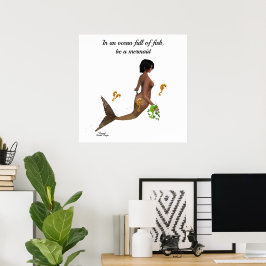 Niedlich Mermaid Witrh Seepferds Poster