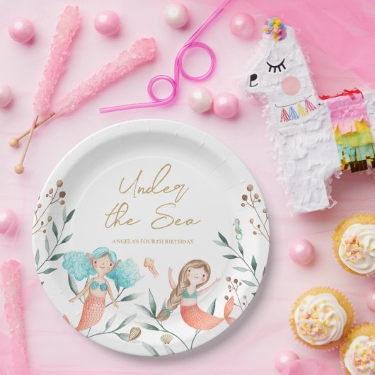 Niedlich Mermaids Geburtstag Pappteller (Party)
