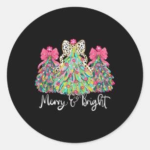 Niedlich Merry & helles Coquette Pink Christma Runder Aufkleber