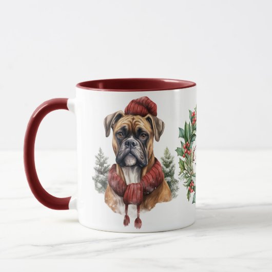 Niedlich Merry Boxer Dog Weihnachtsfeier Tasse (Links)
