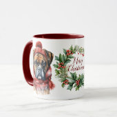 Niedlich Merry Boxer Dog Weihnachtsfeier Tasse (Vorderseite Links)
