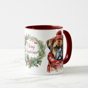 Niedlich Merry Boxer Dog Weihnachtsfeier Tasse