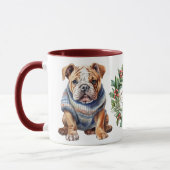 Niedlich Merry Bulldog Hund Weihnachts-Tasse Tasse (Links)