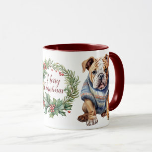 Niedlich Merry Bulldog Hund Weihnachts-Tasse Tasse