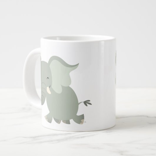 Niedlich Merry Cartoon Elephant Jumbo Tasse (Vorderseite Links)