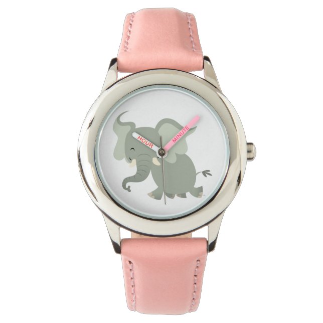 Niedlich Merry Cartoon Elephant Watch Armbanduhr (Vorderseite)