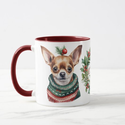 Niedlich Merry Chihuahua Dog Weihnachtszeit Tasse (Links)