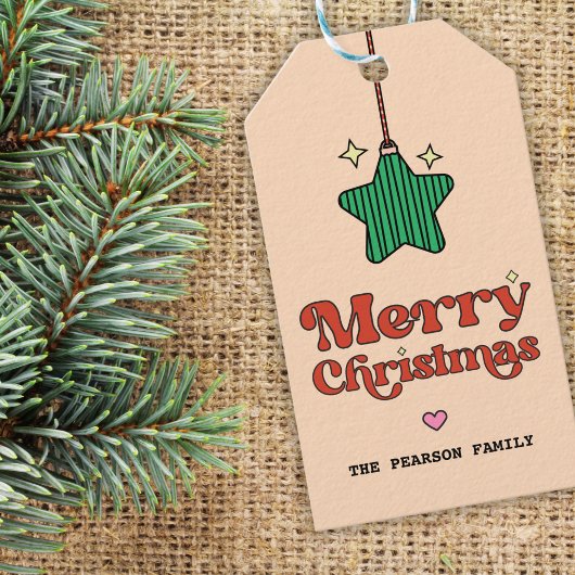 Niedlich Merry Christmas Line Muster Star Ornament Geschenkanhänger