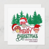 Niedlich MERRY CHRISTMAS MUSHROOM Christlich Feiertagskarte (Vorne/Hinten)