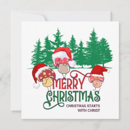 Niedlich MERRY CHRISTMAS MUSHROOM Christlich Feiertagskarte
