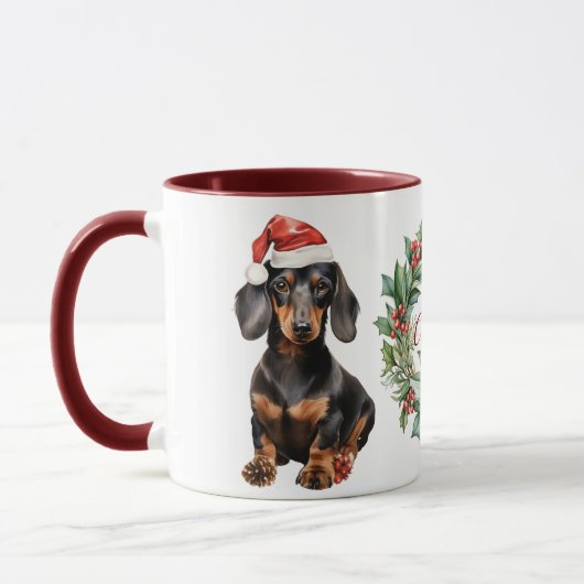 Niedlich Merry Dackel Hund Weihnachten Tasse (Links)