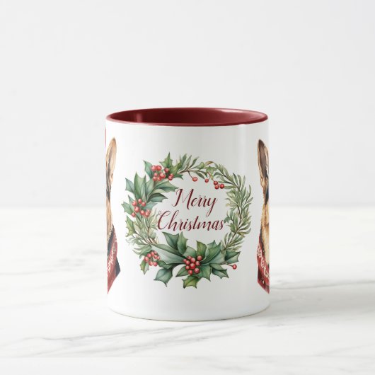 Niedlich Merry German Shepherd Dog Weihnachtszeit  Tasse (Zentrum)