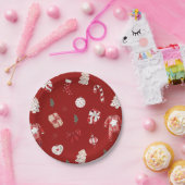 Niedlich Merry Little Red Winter Weihnachtsdusche Pappteller (Party)