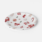 Niedlich Merry Little Red Winter Weihnachtsdusche Pappteller (Schrägansicht)