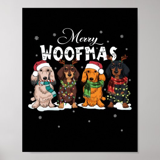 Niedlich Merry Woofmas Dackel Weihnachts-Hund Rein Poster (Vorne)