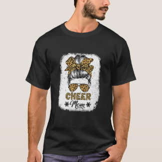 Niedlich Messy Bun Cheer Mama Funny Leopard Bandan T-Shirt